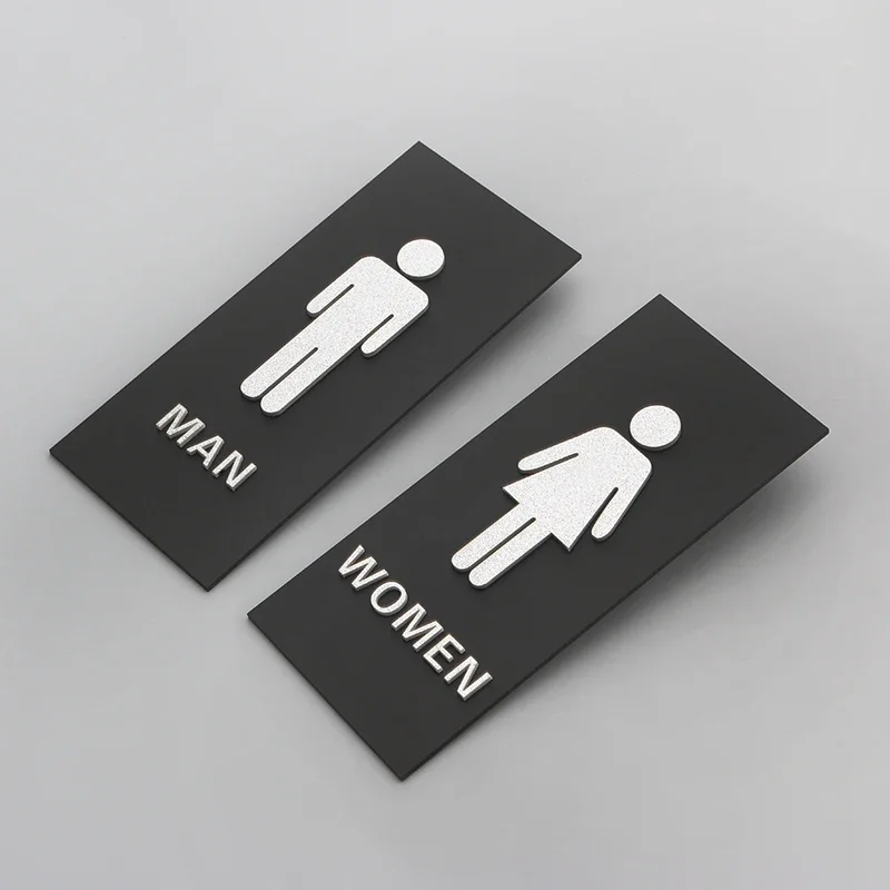 Personalized Toilet Sign Prompt Restroom Man Women Toilet Acrylic Sign Unique High-End Doorplates for Public Places Door Wall