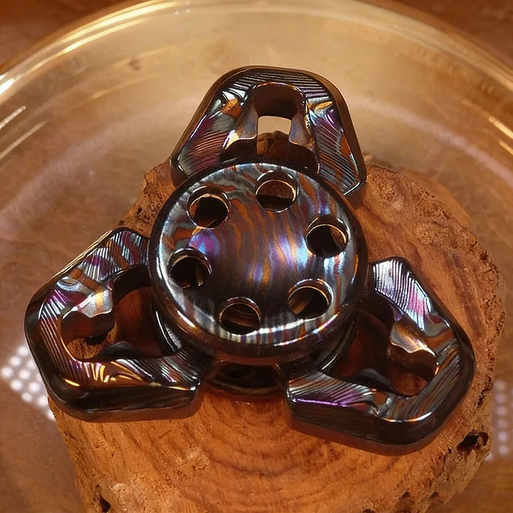 JX EDC Genesis Three-Bladed Fidget Spinner Titanium Zirconium Timascus Fidget Spinner Fidget Toys For Adult Portable Anxiety Toy