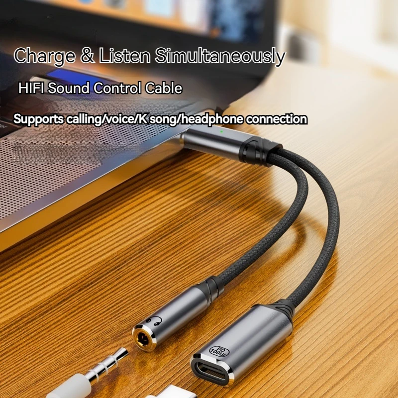 2IN1 USB Type C Cable Adapter PD 100W Fast Charging 10Gbps OTG USB-C 3.5MM Earphone Converter for MacBook Pro Phone Tablet