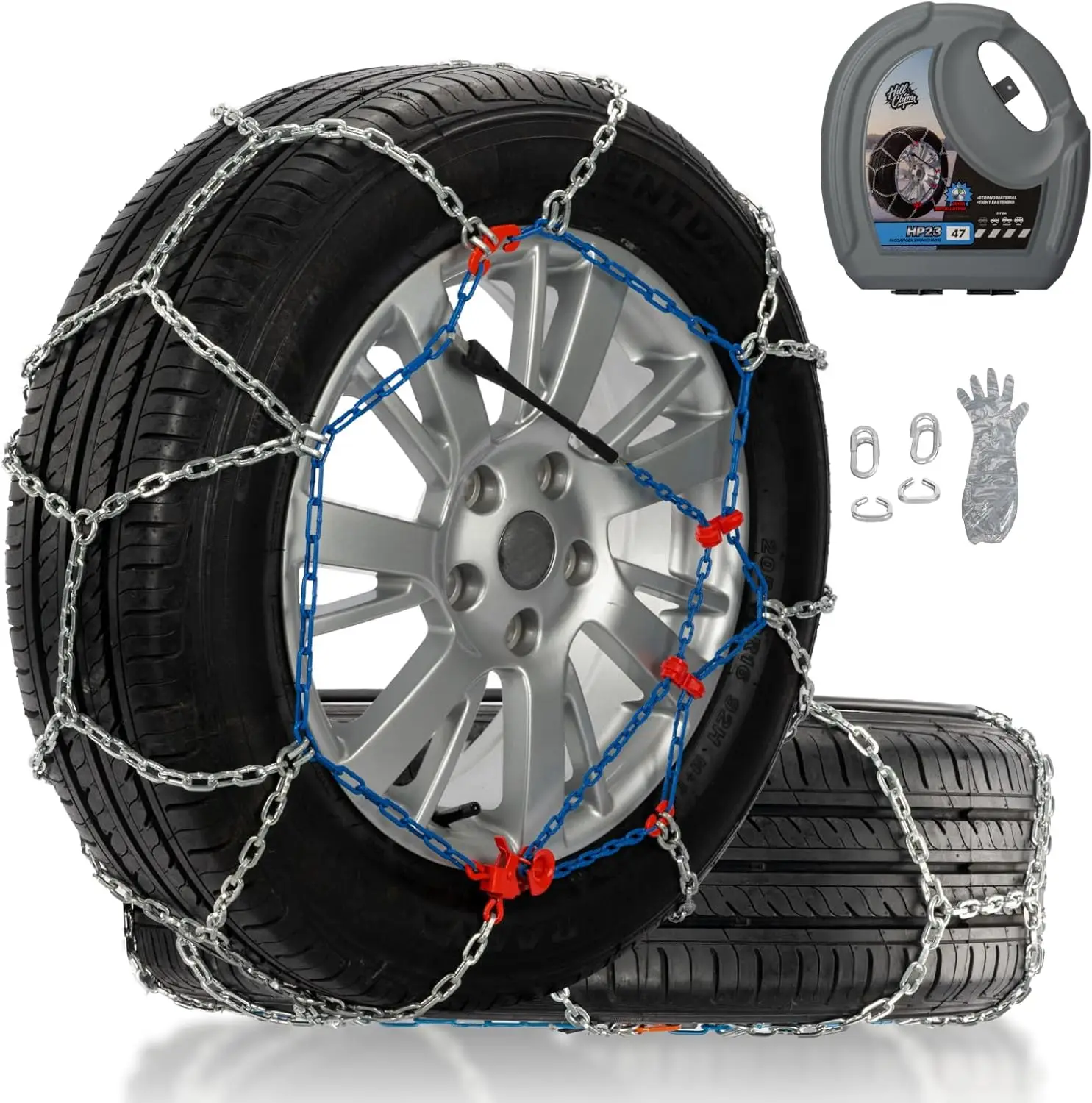 

Heavy-Duty Snow Chains for Trucks & SUVs, Quick Fit, Easy Installation, Reusable Emergency Traction Set of 2