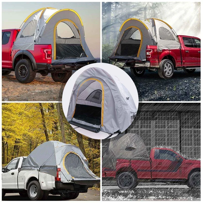 Pickup Truck Camping Tenk 5.5'-6' Waterproof Truck Bed Tent Pu2000mm Double Layer For 2 Person Portable Sleeping Tent