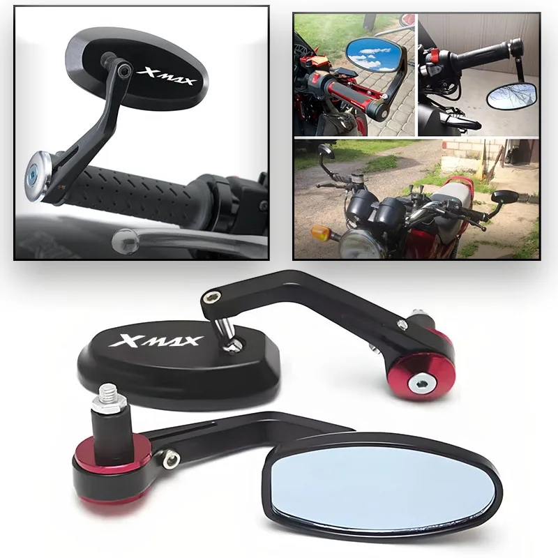7/8'22mm Motorcycle CNC Aluninum Handlebar End Rearview Mirrors ROR Yamaha XMAX 125 250 300 400 X-Max