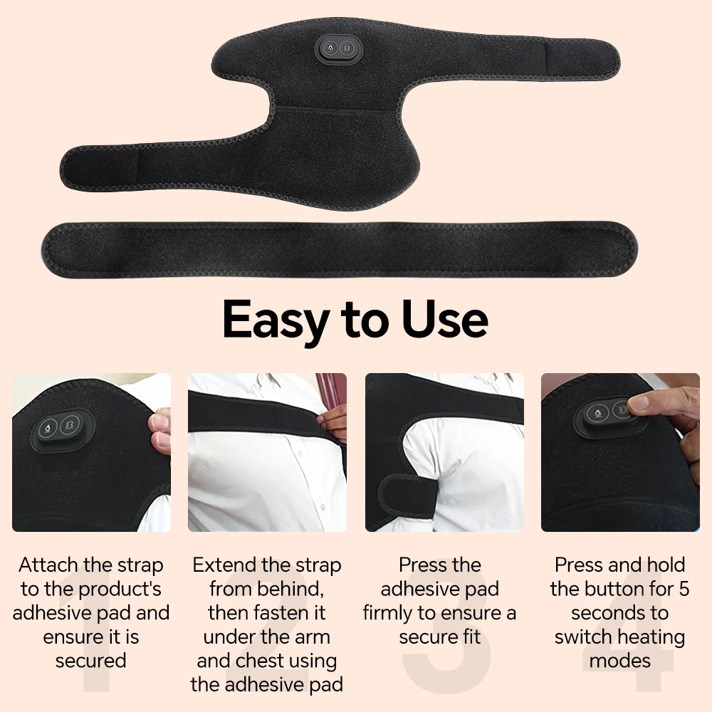 Heating Knee/Shoulder Pad and Massager, USB Powered Heated Vibration Shoulder Brace with 3 Heat Levels for Joint Pressure Relief view 5