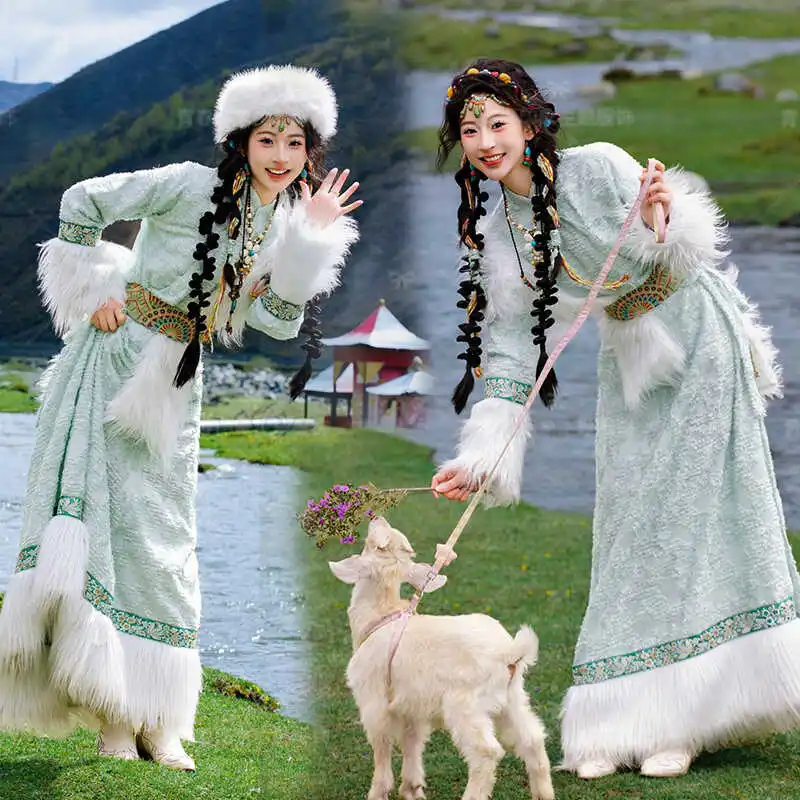 New Trendy Tibetan Costume Set  Girl Photography Clothing Ethnic Minority Features Travel Shoot Photography Apparel