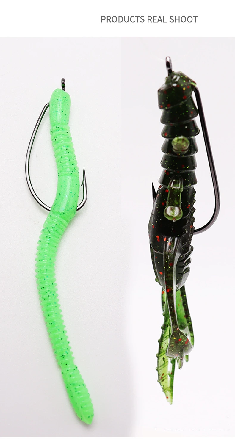 ZYZHE 10~12 Stück/Beutel Texanische Haken Offset-Haken aus Hochkarbon-Stahl BKK Crank-Haken für Weichköder Softjerk Pesca Angelzubehör – Detail 9