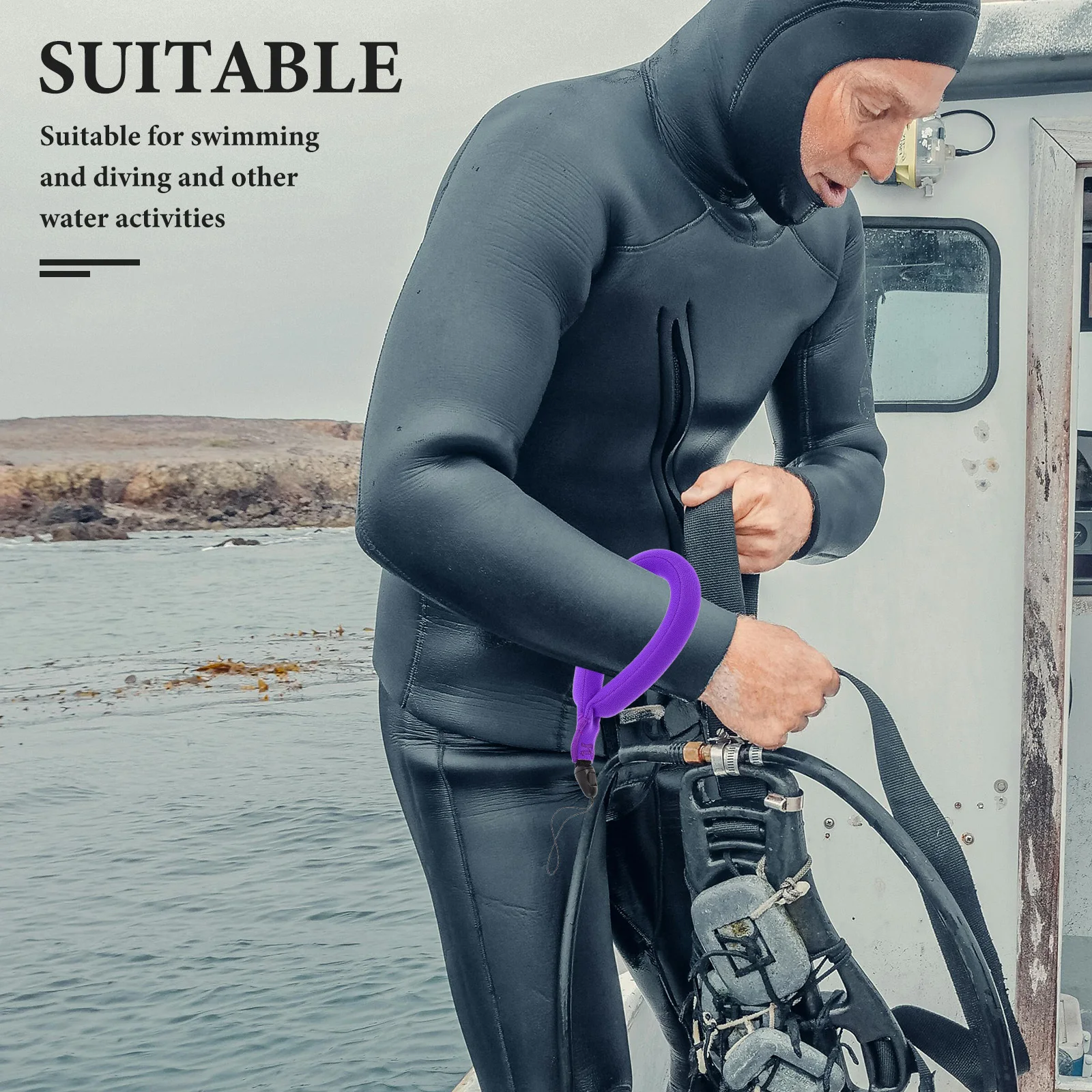 

Floating Camera Wrist Strap Waterproof Purple Neoprene Band for Snorkeling Swimming Diving Underwater Phone Wristbands
