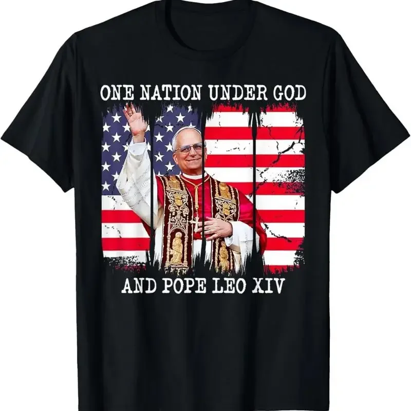 

Футболка One Nation Under God Pope Leo Xiv в патриотическом христианском стиле ретро