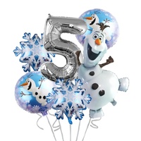 6Pcs Frozen White Snowman Treasure Olaf Birthday Party Number Balloons Elsa Girl Birthday Party Decorations Kids Toys Gifts Set