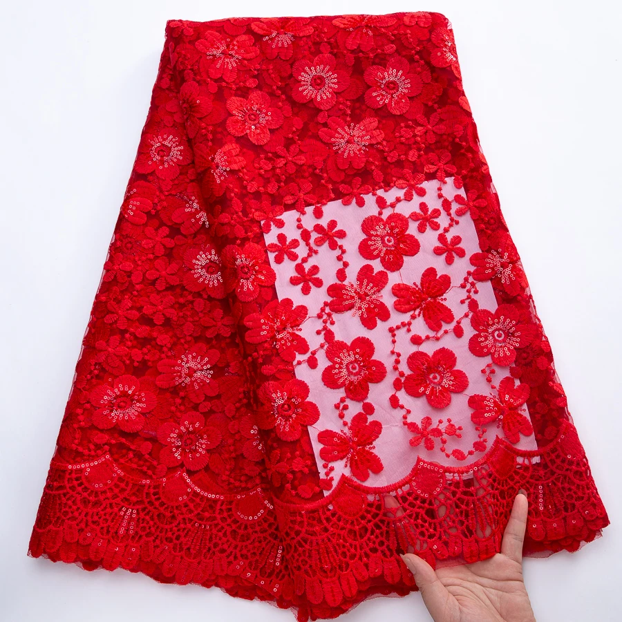 

Нигерийская французская сетчатая кружевная ткань 5 ярдов - вышитые блестки на сетчатом тюле для роскошных свадебных платьев и вечерних платьев ​