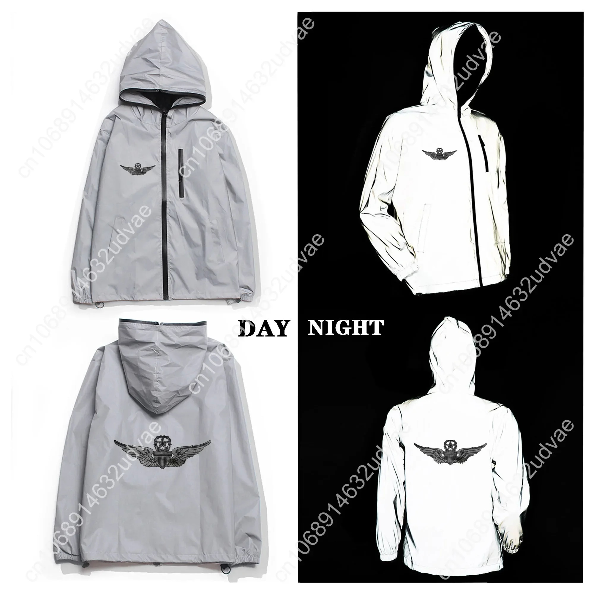 US Army Senior Aviator Badge Pilot Wings Reflective Jacket Mens Womens Coat Hooded Windbreaker Runing Jackets Customized Hoodie