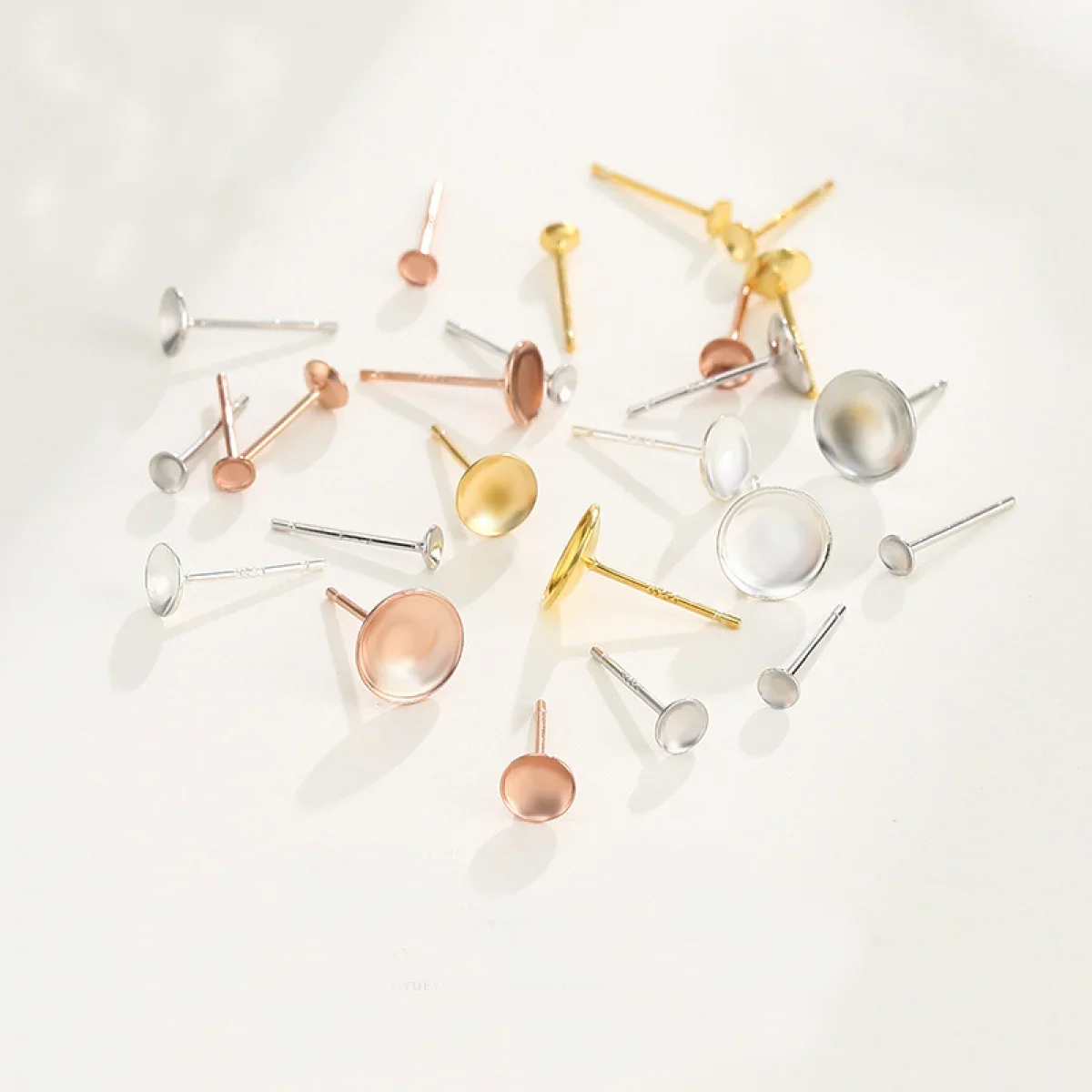 2 pair/lot 925 Sterling Silver Blank Pearl Cup Pad with Peg 3 4 5 6 8mm Earring Post for DIY Earring Jewelry Making Craft