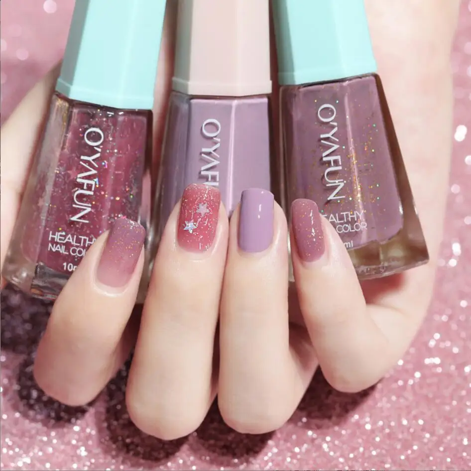 10Ml Solid Color Free Baking Long Lasting Waterproof Quick-Drying Non-Toxic Tasteless 40 Colors Sequins Nail Polish T2095