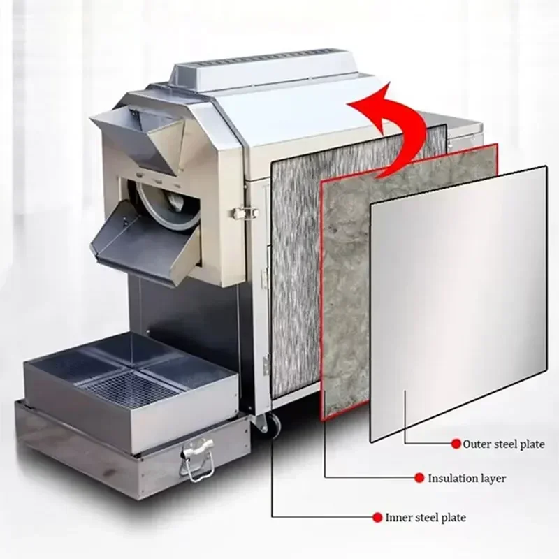 Industrial Electric  Rotary Drum Roaster Oven, Commercial Automatic Nut Roasting Machine (Peanut & Dry Nuts)