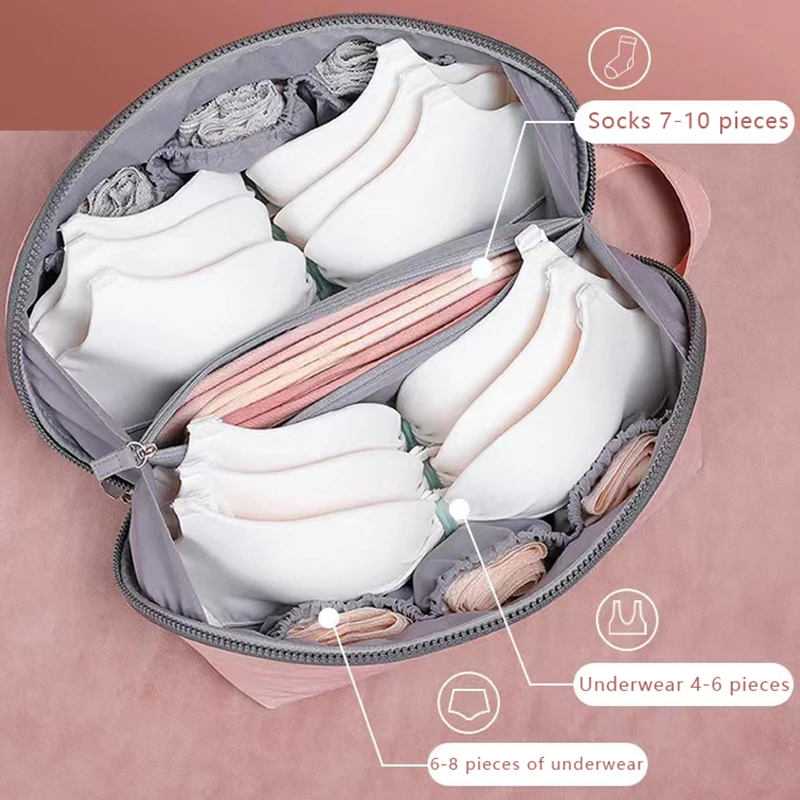 여성용 다기능 속옷 보관 가방, 여행용 의류 브래지어 양말 칸막이 정리함 파우치, 휴대용 보관 가방