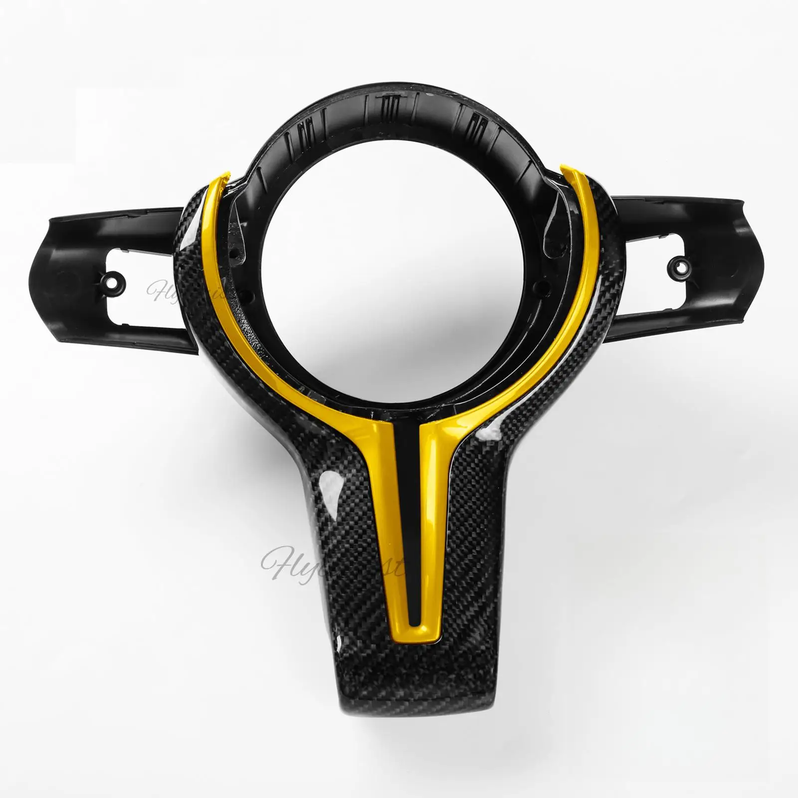 Carbon Fiber Steering Wheel Trim Replace Fit For BMW M X5M X6M Series 1-6 Yellow Black Set