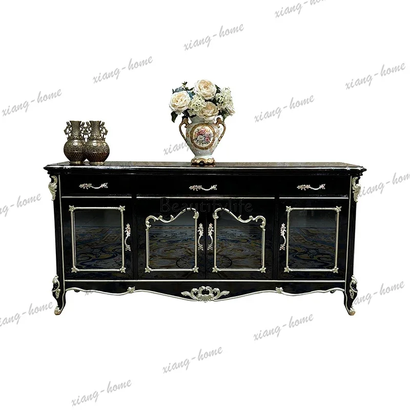 JJ French side cabinet partition entrance foyer cabinet, European solid wood luxury kitchen locker