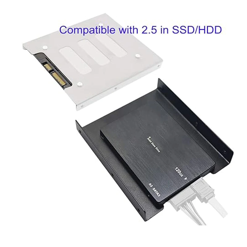 حامل محول Coolcirc 2.5 إلى 3.5 بوصة معدني SSD/HDD مع SATA لحافظة الكمبيوتر ومجموعة تركيب القرص الصلب المحمول للاستخدام المحمول