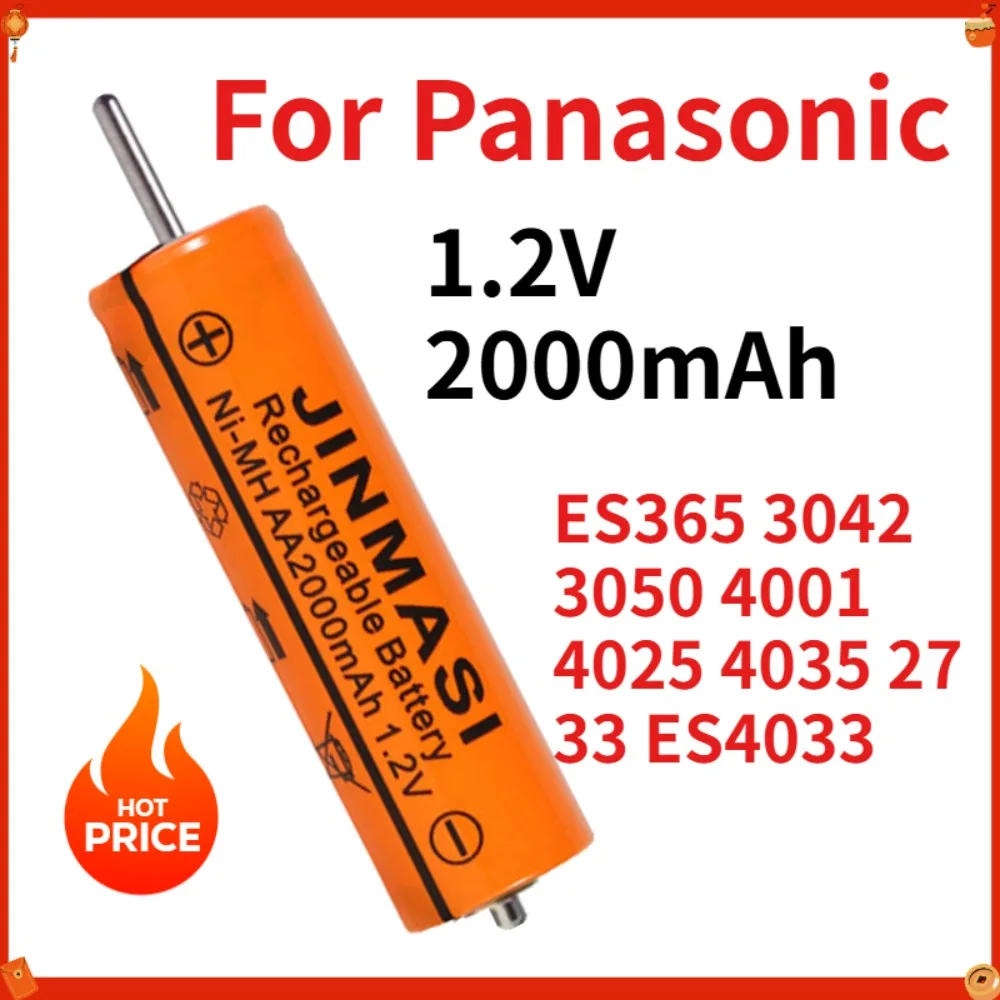 Replacement Battery For Panasonic ES365 3042 3050 4001 4025 4035 27 33 Razor, 1.2V 2000mAh Ni-MH Rechargeable for ES4033 Trimmer
