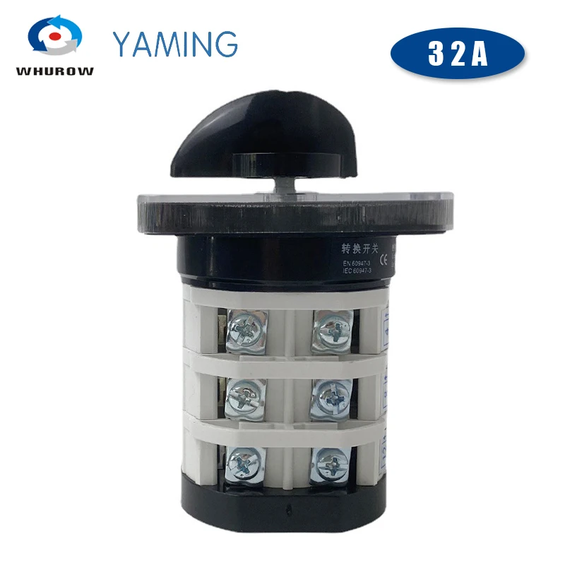 YMZ12-32/3 Change Over Selector 32A 3 Poles 3 Position Silver Contact Manual Transfer On-off-on Rotary Cam Switch LW31