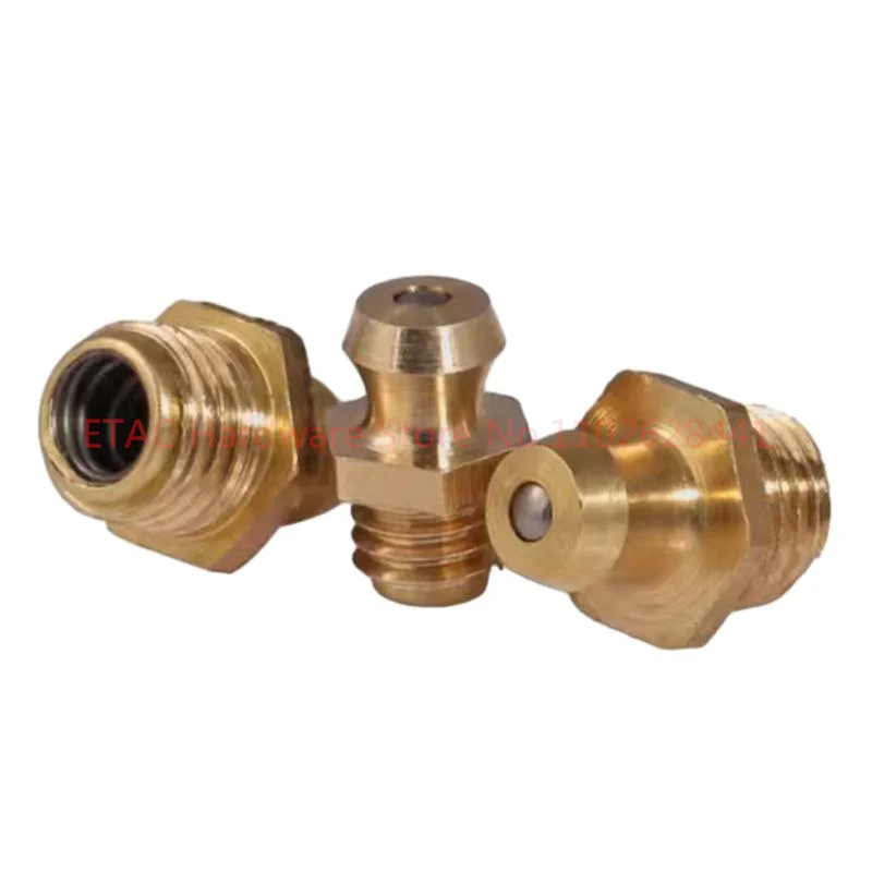 M4-M20 1Pc Brass Grease Nipple Metric Imperial Male Thread Straight Elbow Type Oil Zerk Fitting for Grease Gun