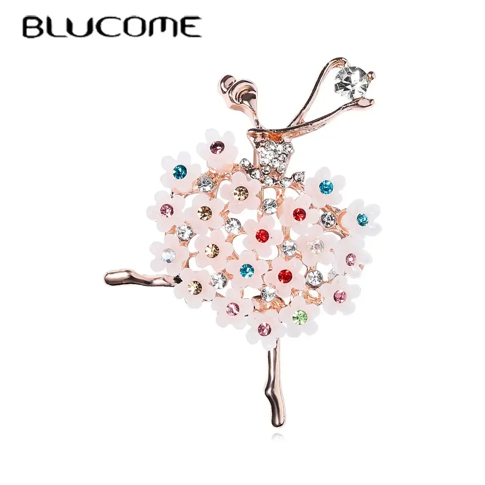 

Blucome New Rhinestone Ballet Girl Brooch for Women Baroque Trendy Elegant Circle Brooch Pins Party Wedding Gifts