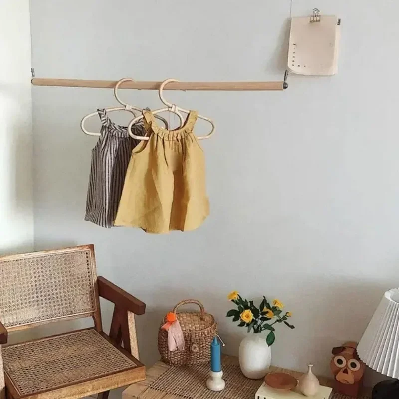 INS Rattan Wall Hooks Kid Garments Organizer Rack Hat Hanger Children Room Decor Storage Holder For Daily Household Use Supplies