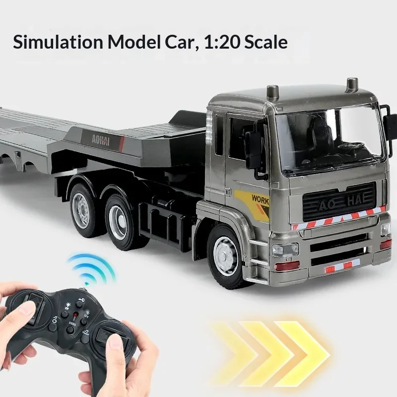 Aohai Remote Control Flatbed Truck Trailer 2 4 G 1 20 Scale Simulation Alloy Heavy Duty Vehicle For Adult Hobby Enthusiasts