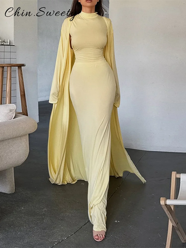 Elegant Long Pleated Skirt Set Women O-neck Sleeve Vest High Waist Hip Package Skirt Floor Length Cardigan 2025 Summer Lady Suit
