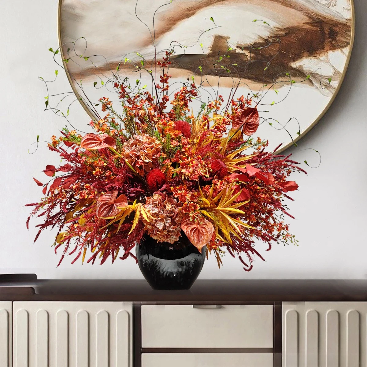 محاكاة إبداعية جديدة من الزهور الصينية بونساي نباتية خضراء مزخرفة #4