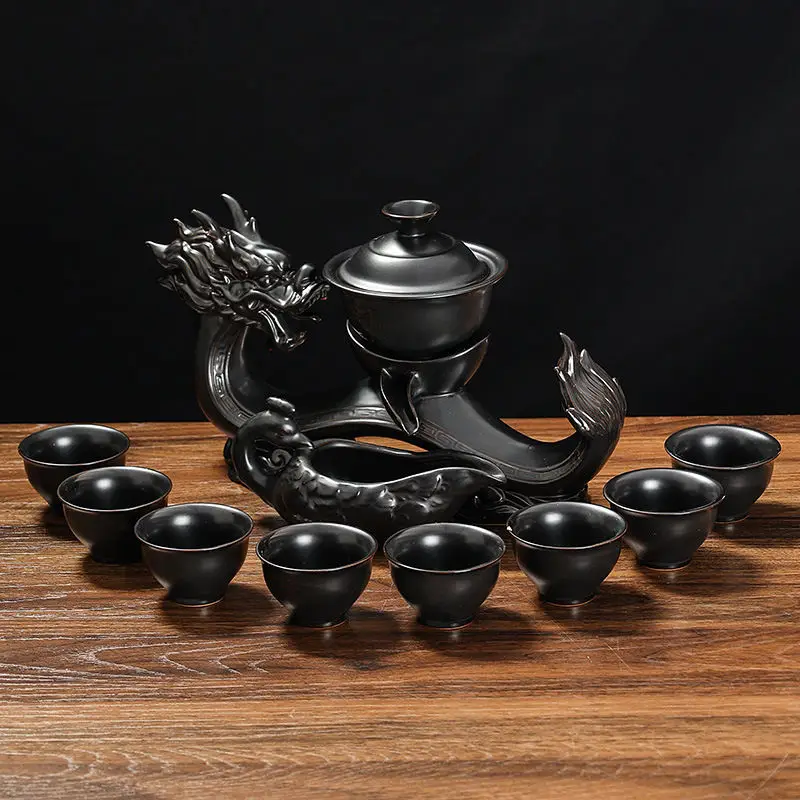 

2024 Chinese Tea Set High-grade Dragon Tea Set Kung Fu Teaset Ceramics Teapot Tea Cup Set Travel Tea Set Automatic Tea Set