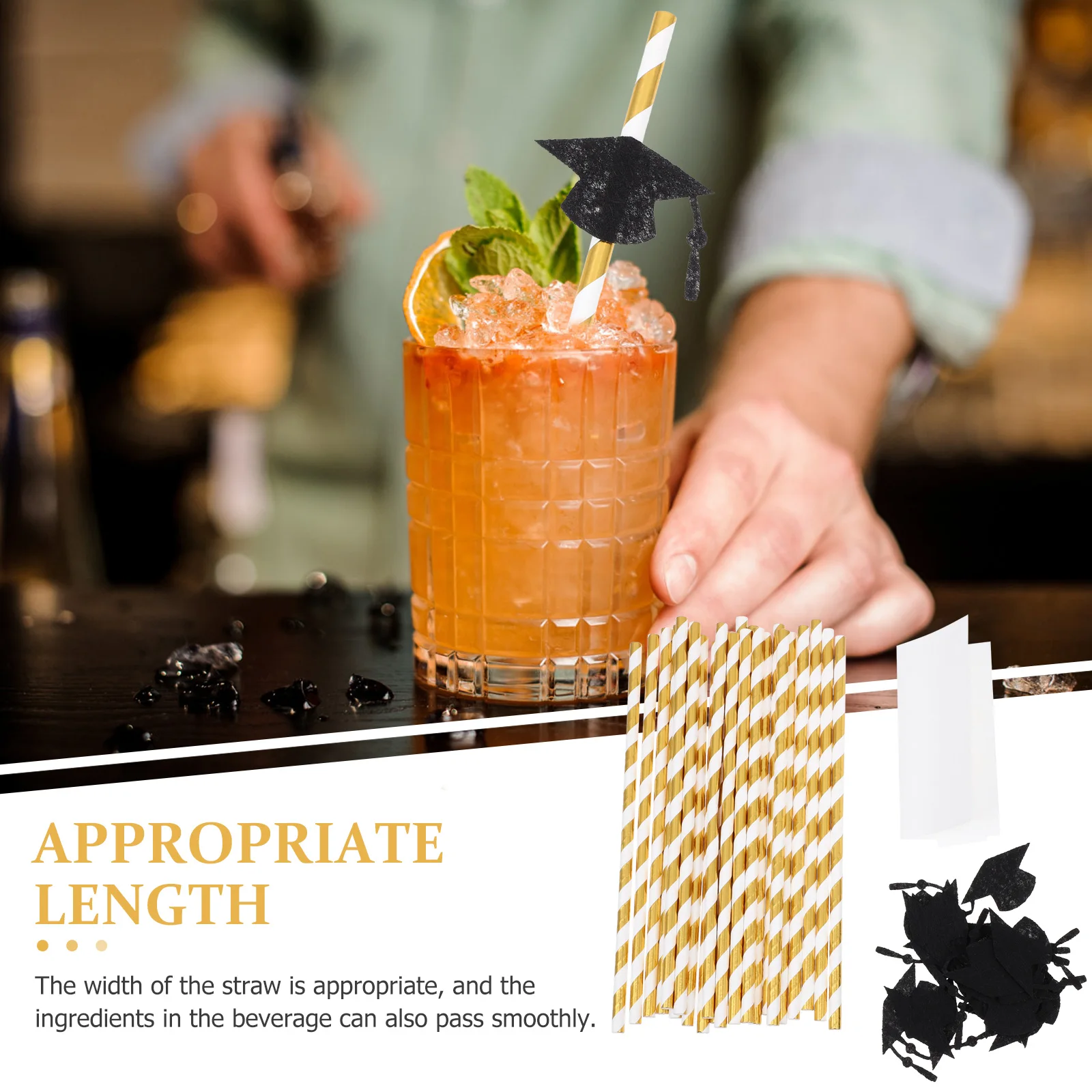 

24pcs Doctor Hat Paper Straws Graduation Season Bulk Party Colorful Drinking Eco Friendly For Coffee Tea Smooth