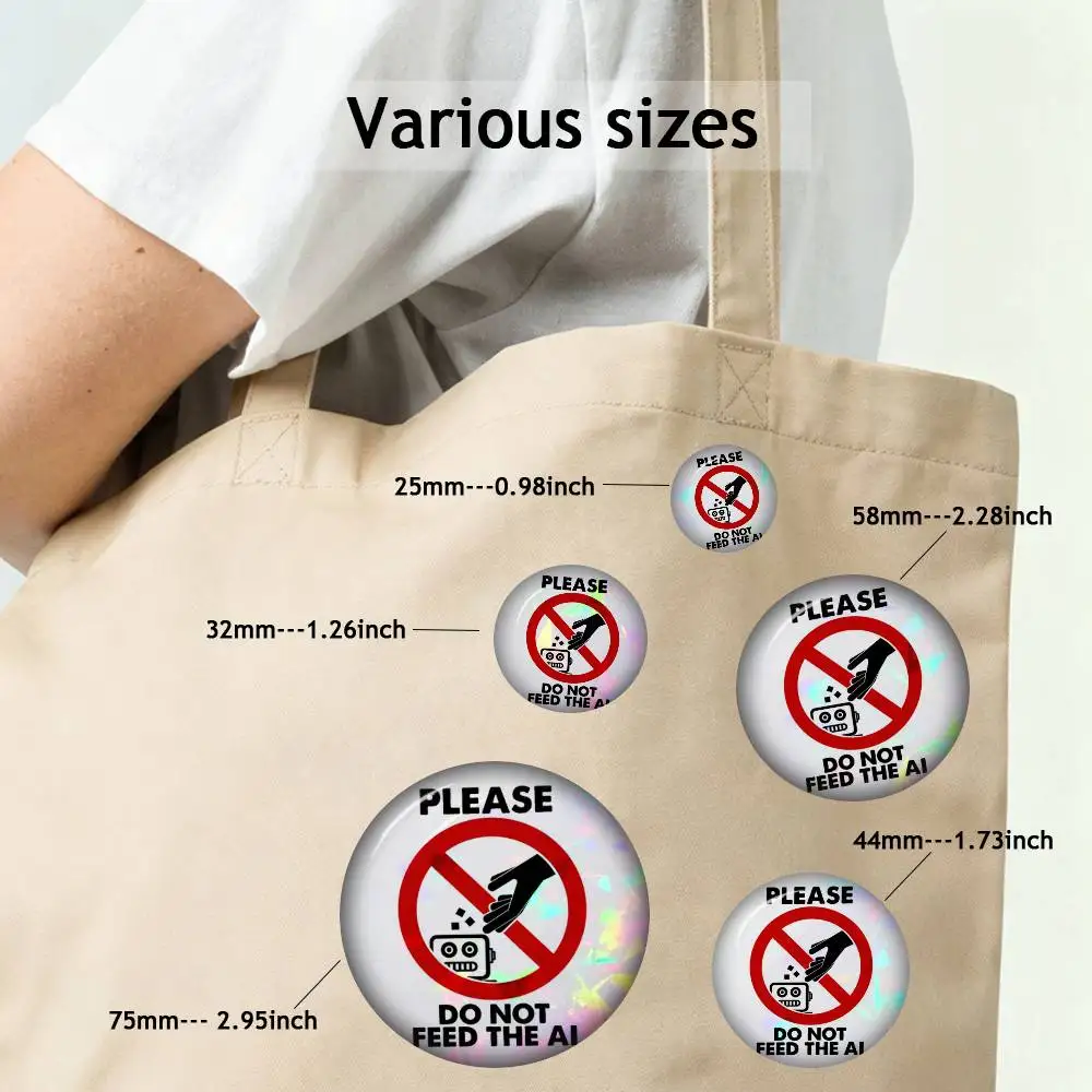 FOR STOP AI Against AI Support Human Art Coin Badge Funny Cartoon Pins Backpack Clothing Brooch Accessories Jewelry