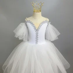 White Long Romantic Ballet Tutu Girl Women Ballet Dress For Girls Child Swan Lake Tutu Tulle Skate Ballerina Dress