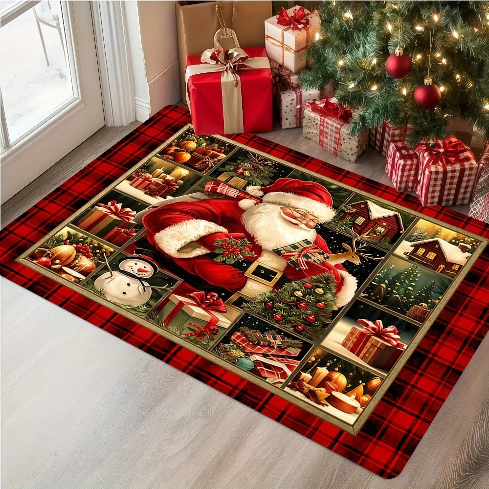 Laundry - Frohe Weihnachten Fußmatte Gittermuster Willkommens-Teppich Weihnachtsmann