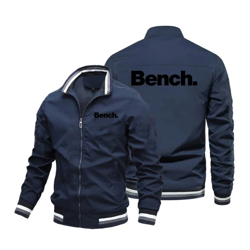 Men's Casual Jacket, Printed Windproof and Sun-proof Stand-up Collar Jacket, Men's Fashionable Daily Loose Top Autumn Coat