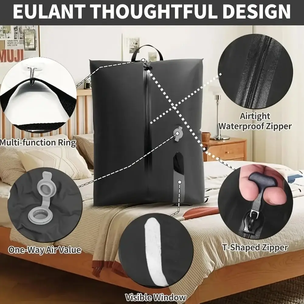 Reusable Vacuum Bags for Travel Folding Waterproof Vacuum Compression Bag Dustproof Space Saver Travel Compression Bag