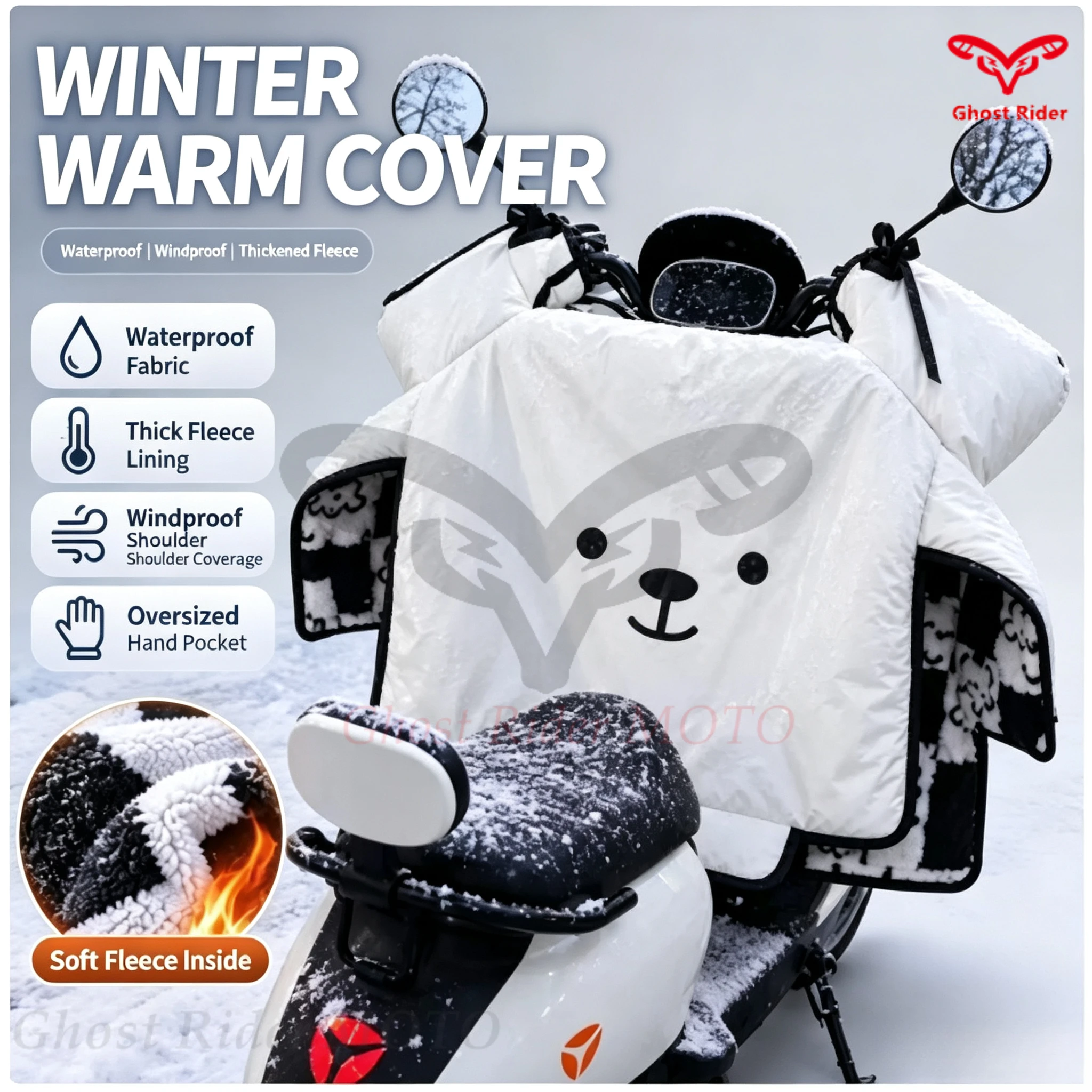 New Electric Vehicle Windshield Is All-inclusive Winter Enlarged Thickened Universal Velvet Cold-proof Motorcycles Windshield