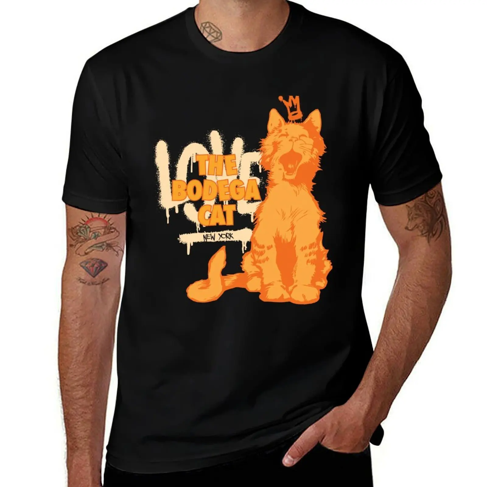 

BODEGA ORANGE CAT# 8 T-Shirt Minimalist Plain Crew Neck T-Shirt