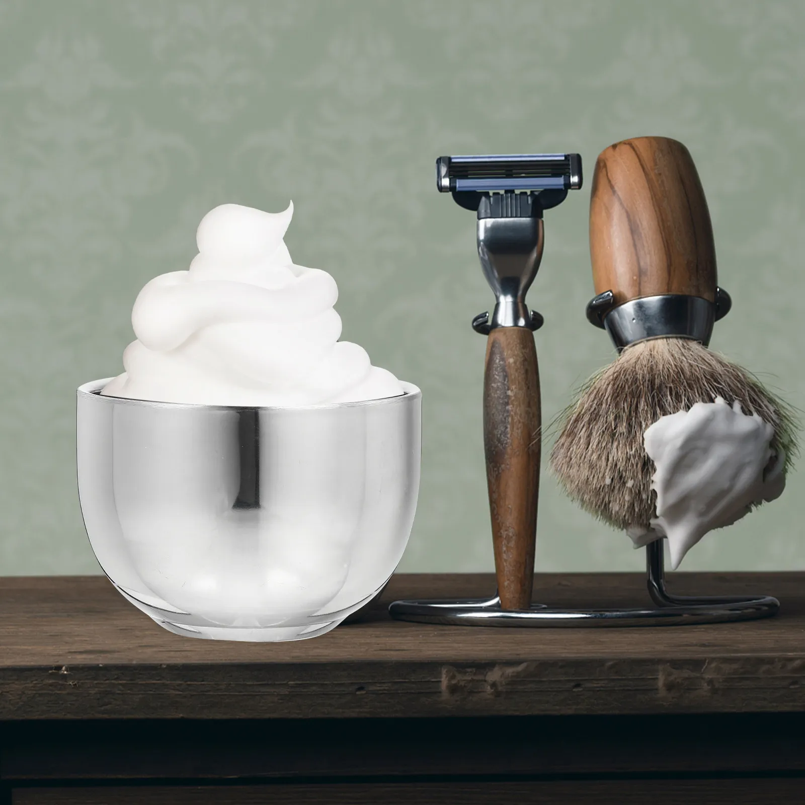 

Набор из 2-х парикмахерских мисок для бритья из нержавеющей стали, для мыльных пены, устойчивых к ржавчине, долговечных, с простым дизайном, идеально подходят для подарка, серебристые