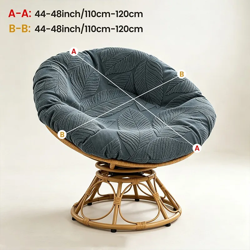 Round Stretch Rattan Sofa Chair Cushion Cover Single Lazy Sofa Chair Slipcover Dustproof Saucer Chair Cover Resistant Seat Case