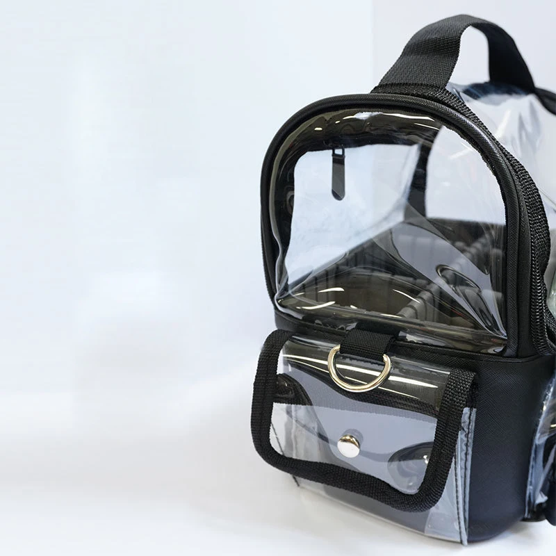 Black Clear PVC Multi Pockets Tote Bag Stadium Approved Transparent Crossbody Makeup Bags Women Portable Travel Skincare Handbag
