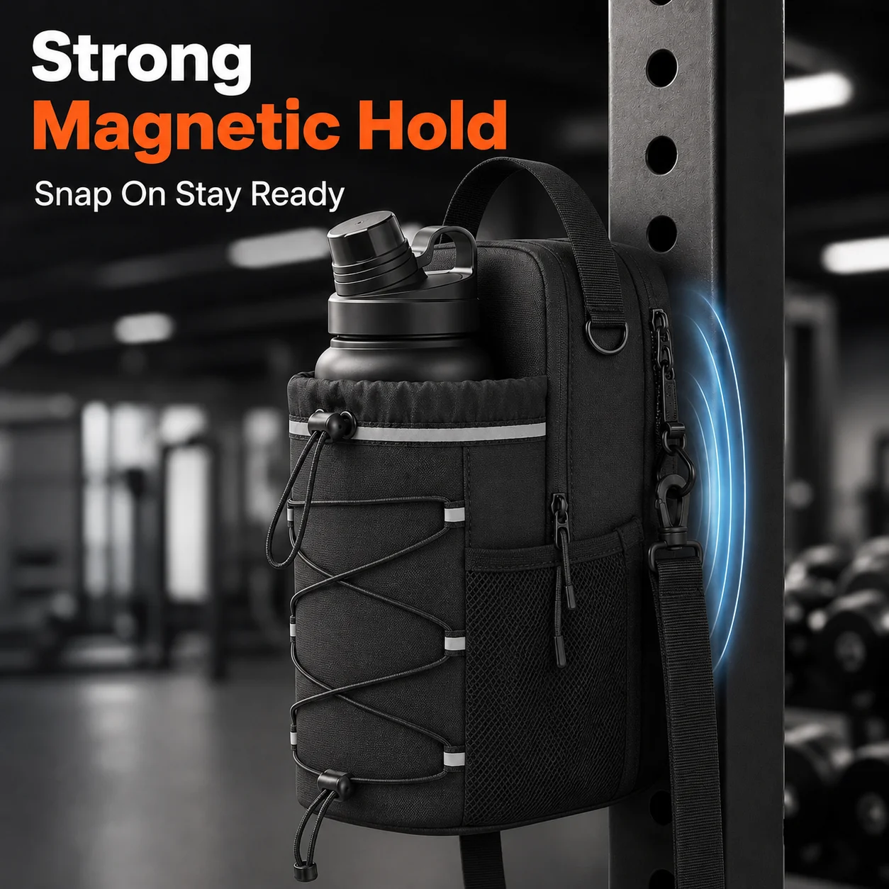 Magnetic Gym Bottle Bag Water Bottle Holder Fitness Accessory Hands Free Storage Bag For Gym Workout Running Travel Sports Gear - view 2
