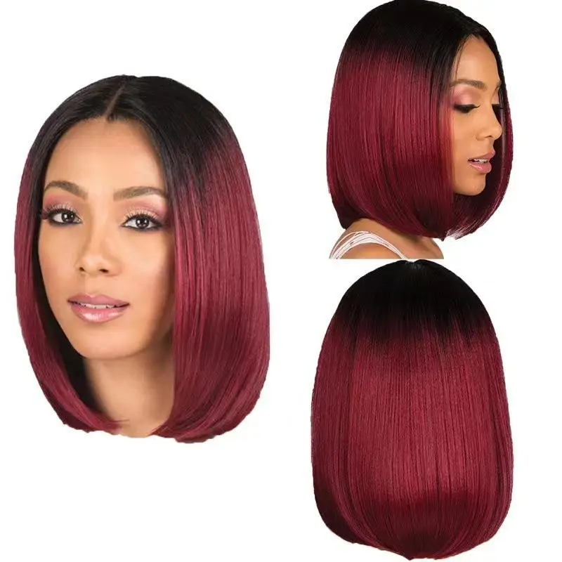 

Faionable Bobo Head Front Lace l Looking Wig Трансграничное наращивание волос Высокотемпературные шелковые волосы для лица с...