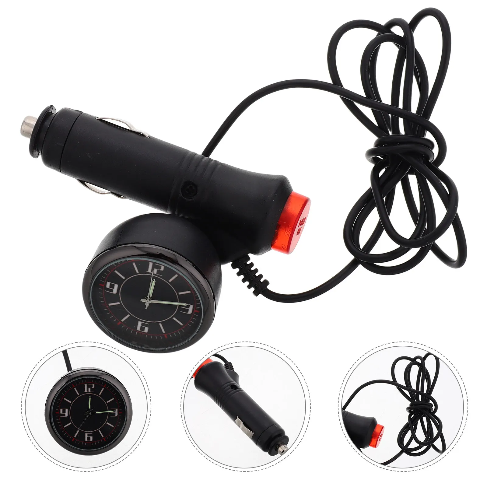 Glow in The Dark Digital Car Dashboard Clock with Cigarette Lighter Plug Auto Accessories for Vehicle Interior Decoration and