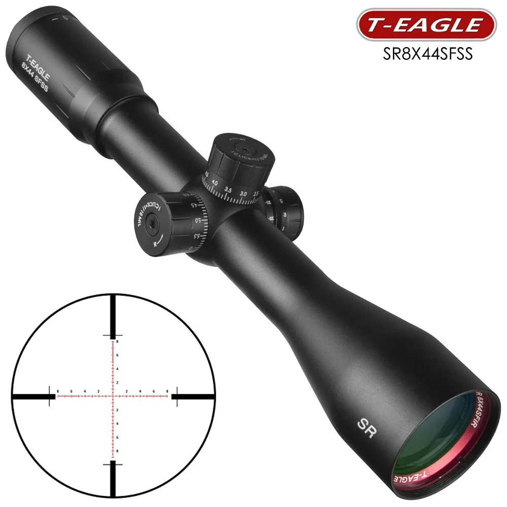 

T-Eagle SR 8X44 SFSS Optics Sights Illuminated Red Glass Etched Reticle with Windage Lock Reset Rifle Scope Tactical Riflescope