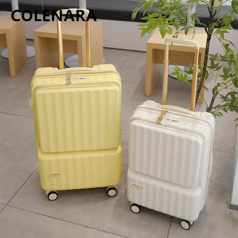 

COLENARA Suitcase Front Opening Laptop Boarding Case 20"24 Inch ABS+PC Trolley Case Universal Wheel Rolling Travel Luggage