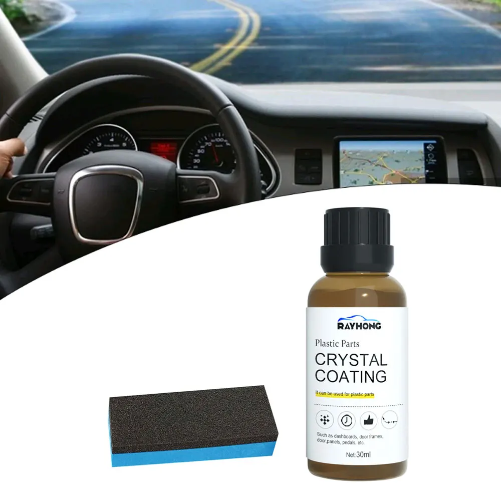 1Pc 30ml Universal Car Plastics Trim Restorer Plastics with Sponge for Car Door Frames Door Panels Auto Cleaning Curing Agent