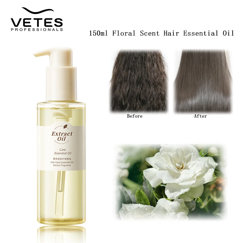 

Эфирное масло для волос VETES, 150 мл, цветочный аромат для сухих поврежденных волос, пушистые волосы, повышающие текстуру, масло для волос, лечение волос