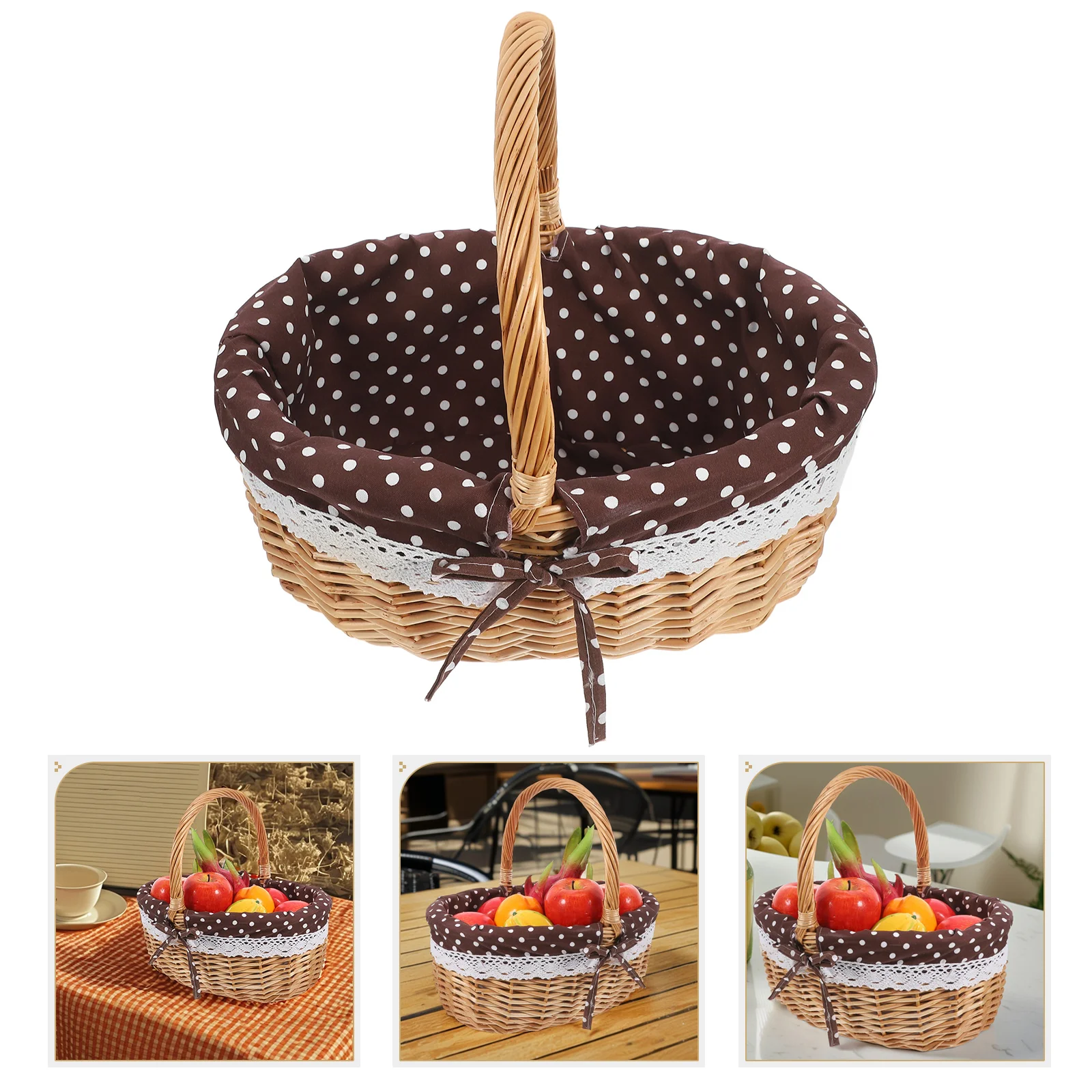 

Storage Basket Rattan Vegetables Serving Wicker Kitchen Baskets Wovens Candy Snack Bowl Gathering Fruit Picnic Shopping