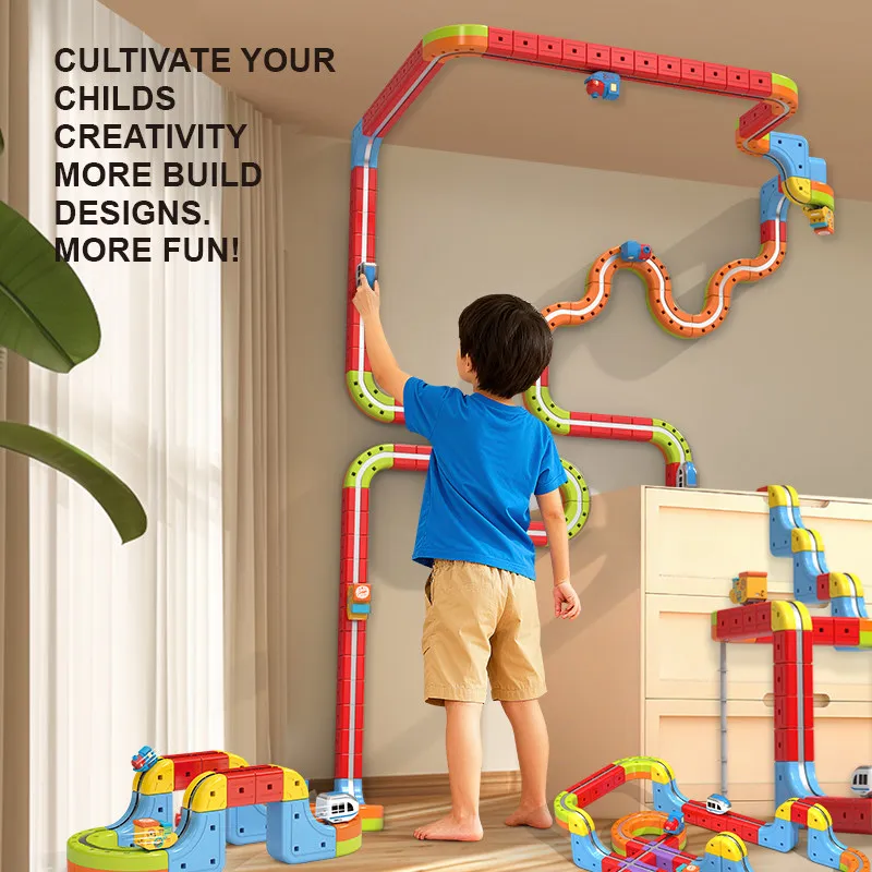 2026 NEW Electric Magnetic Track Set with Anti-Gravity Vehicles 100+ Piece STEM Building Toy Creative DIY Railway Model Gifts